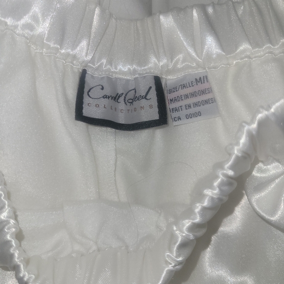 Carroll Reed White Satin 2 Piece Pajama Set with Pink Trim M - Picture 8 of 9